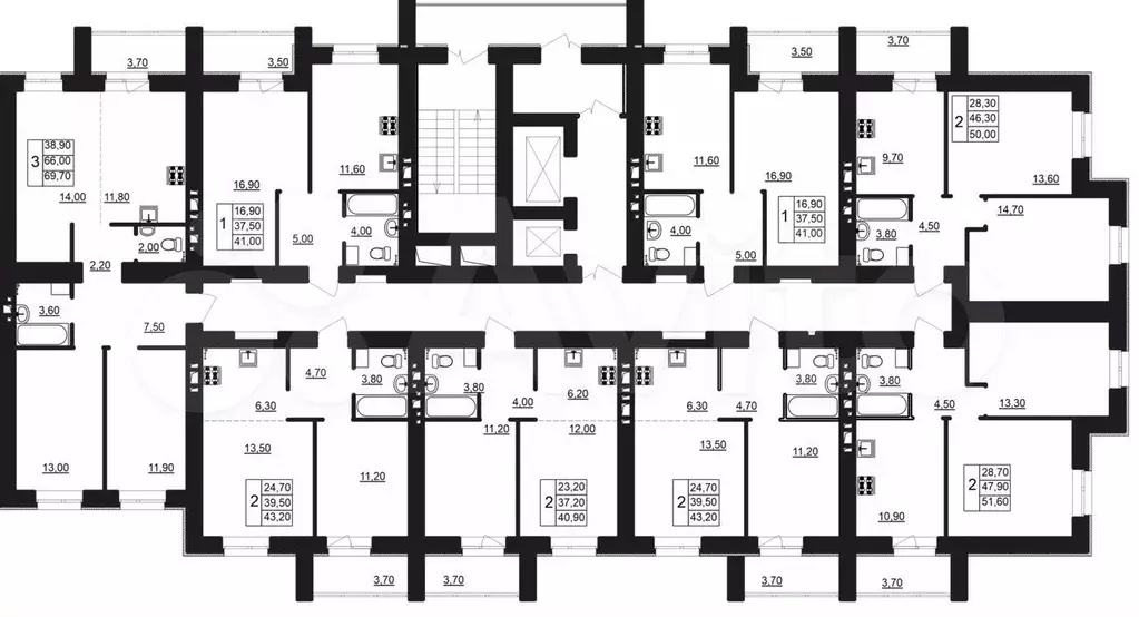 2-к. квартира, 50м, 12/12эт. - Фото 1