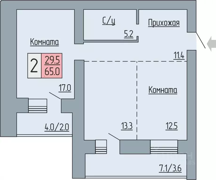 2-к кв. Курганская область, Курган Солнечный бул., 19 (65.0 м) - Фото 0