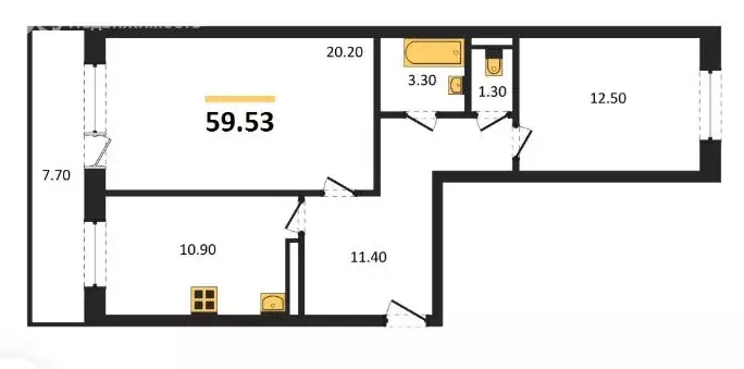 2-комнатная квартира: Новосибирск, Междуреченская улица, 7/1 (59.3 м) - Фото 0