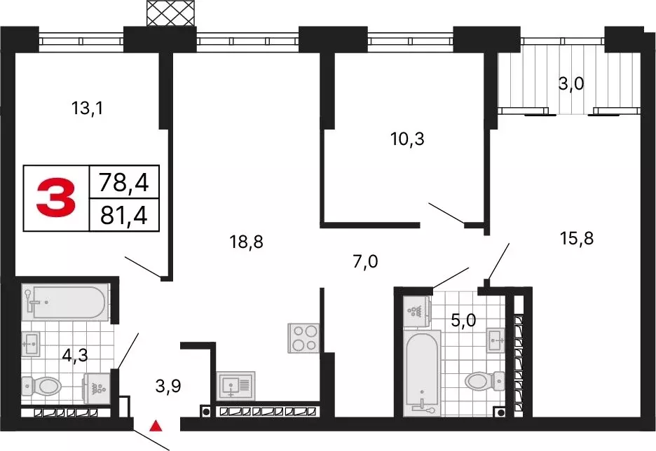 3-комнатная квартира: Екатеринбург, улица Шаумяна, 11 (81.48 м) - Фото 1