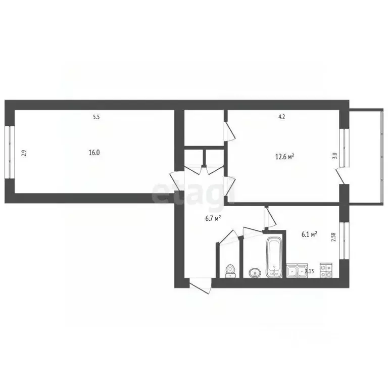 2-к кв. Архангельская область, Архангельск просп. Ломоносова, 216 ... - Фото 2