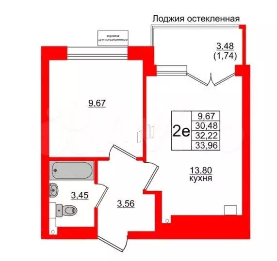 1-к. квартира, 34 м, 1/6 эт. - Фото 1