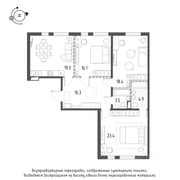 3-к кв. Санкт-Петербург Лисичанская ул., 15 (101.7 м) - Фото 0