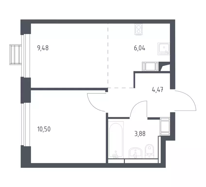 1-комнатная квартира: село Ям, улица Мезенцева, 16 (33.7 м) - Фото 1