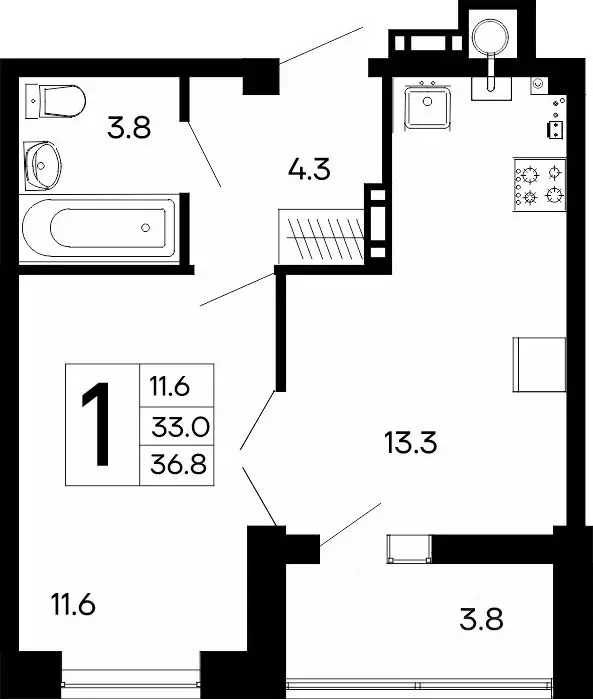 1-к кв. Крым, Феодосия Утесов жилой комплекс (36.8 м) - Фото 1