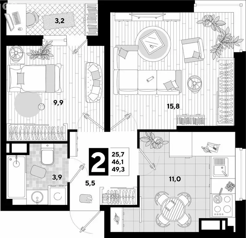 2-комнатная квартира: Краснодар, улица Ивана Беличенко, 87 (49 м) - Фото 0