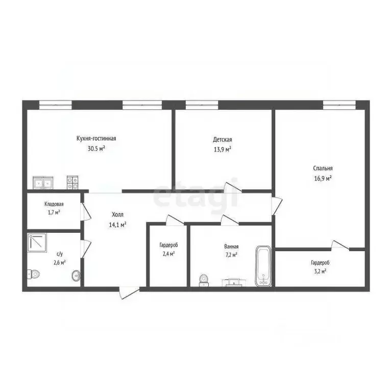 2-к кв. Тюменская область, Тюмень ул. Республики, 204к3 (92.8 м) - Фото 1