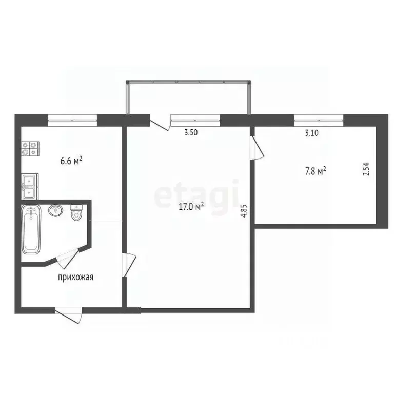 2-к кв. Ханты-Мансийский АО, Сургут ул. Пушкина, 29 (37.9 м) - Фото 1