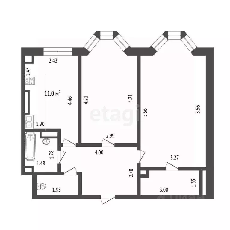 2-к кв. Ханты-Мансийский АО, Сургут просп. Мира, 55/1 (63.5 м) - Фото 1