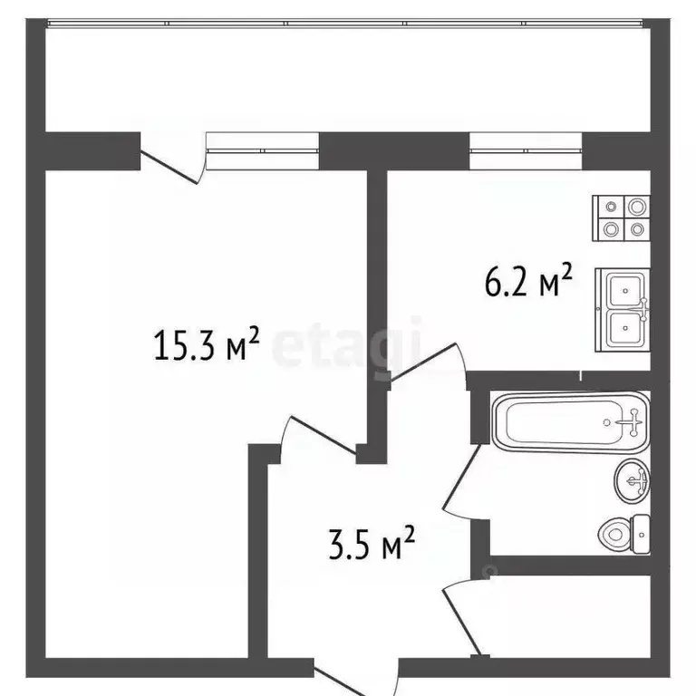 1-к кв. Татарстан, Набережные Челны 51-й комплекс, 1 (28.0 м) - Фото 2