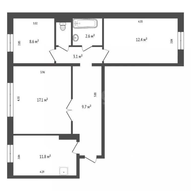 3-к кв. Красноярский край, Красноярск Северный мкр, ул. Урванцева, 16 ... - Фото 2
