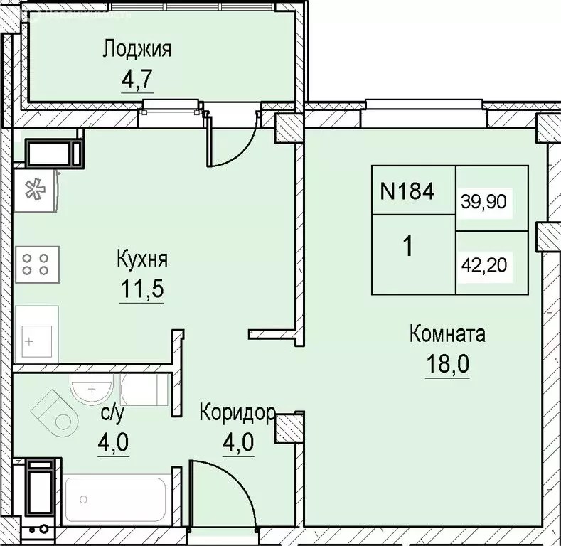 1-комнатная квартира: Нижний Новгород, Ленинский район, Комсомольский ... - Фото 0