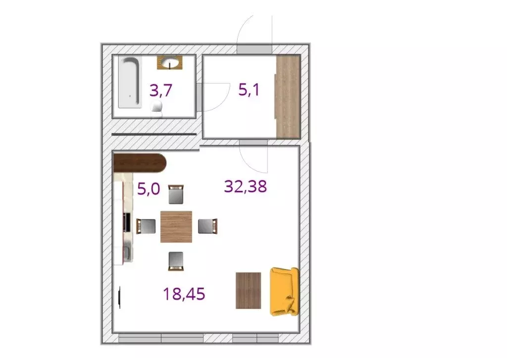 Квартира-студия: Уфа, улица Сагита Агиша, 19 (32.38 м) - Фото 1