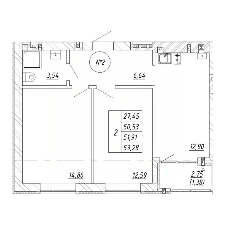 2-к кв. Калининградская область, Зеленоградск  (51.91 м) - Фото 2