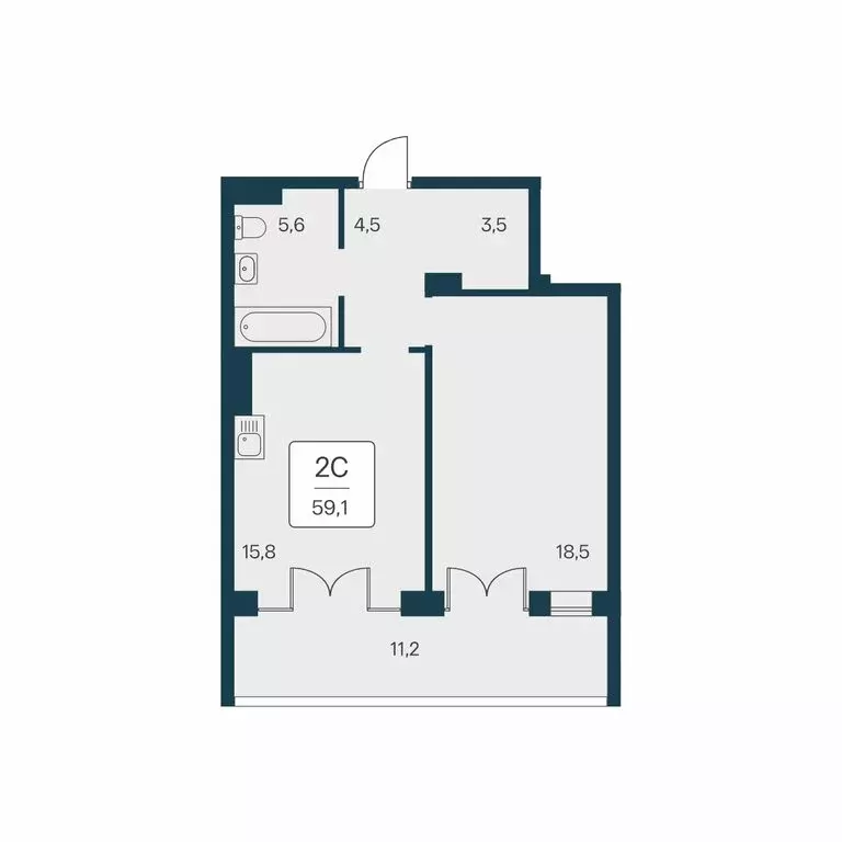 2-комнатная квартира: Алупка, ЖК Вилла Маяк (59.1 м) - Фото 0