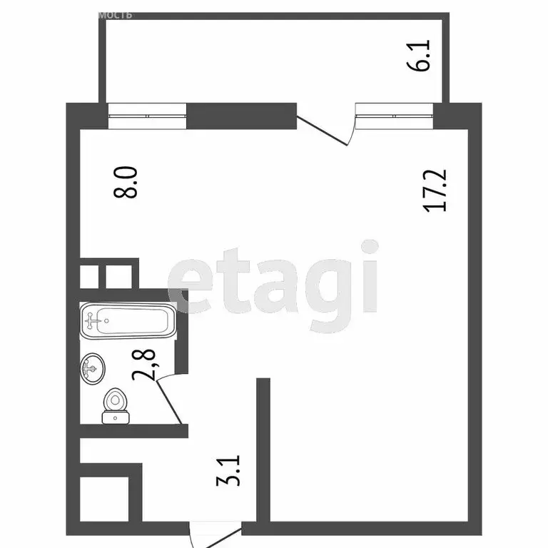 1-комнатная квартира: Улан-Удэ, улица Свердлова, 6Вк2 (32 м) - Фото 1