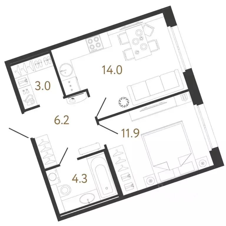 1-к кв. Санкт-Петербург ул. Бабушкина, 2 (39.4 м) - Фото 0