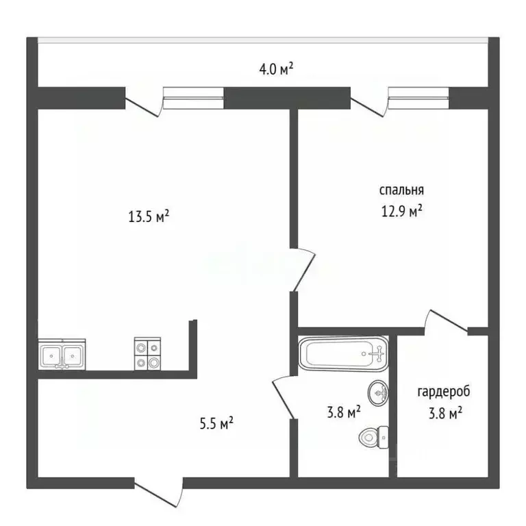 1-к кв. Тюменская область, Тюмень ул. Михаила Сперанского, 43 (39.5 м) - Фото 2