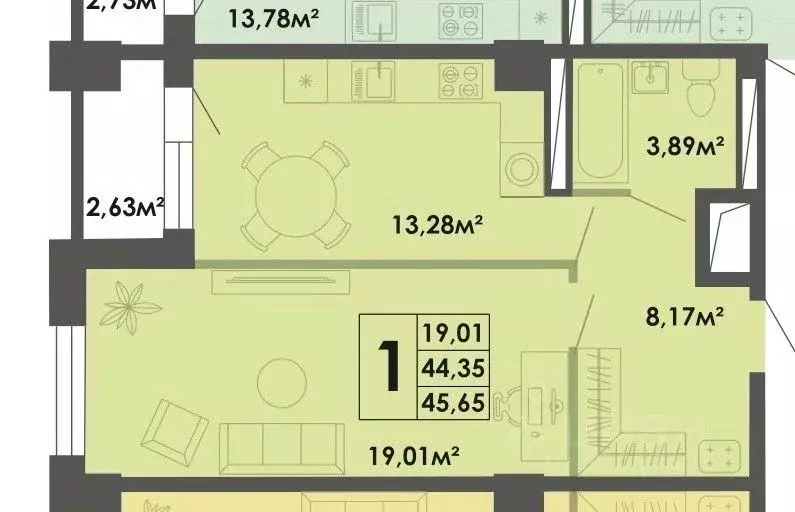 1-к кв. Саха (Якутия), Якутск ул. Губина, 15 (46.01 м) - Фото 0