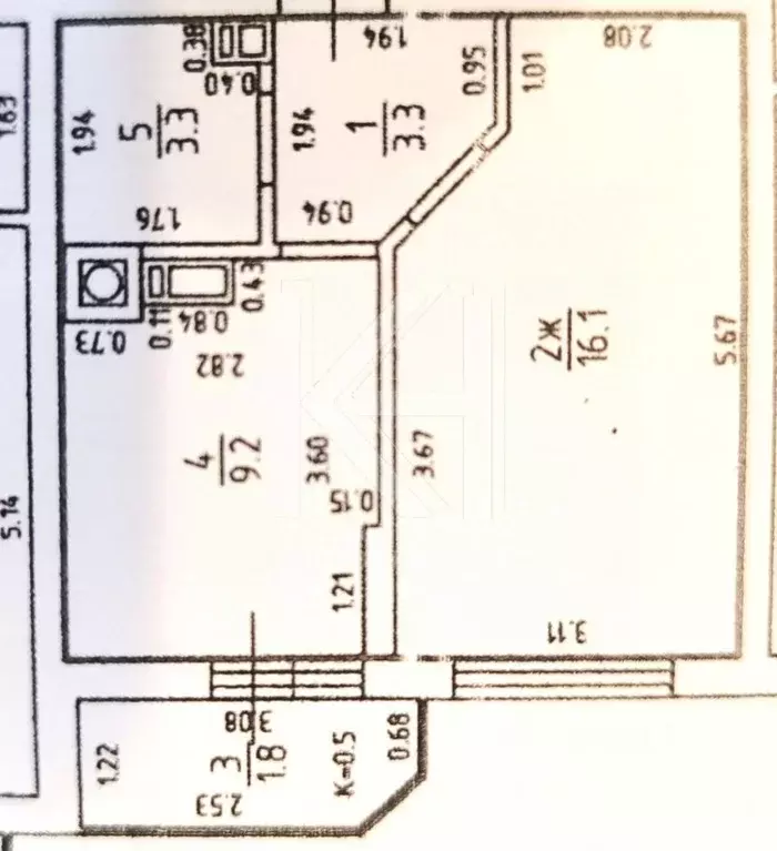 1-к кв. Калининградская область, Калининград Тихорецкая ул., 22Б (31.9 ... - Фото 2