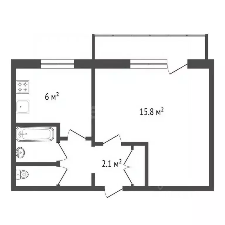 1-к кв. Красноярский край, Красноярск ул. Академгородок, 16 (31.7 м) - Фото 1
