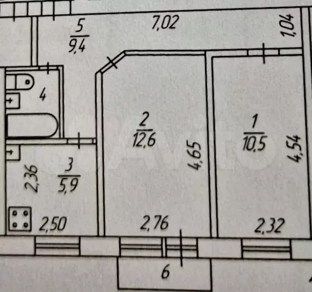 2-к. квартира, 44 м, 4/5 эт. - Фото 0