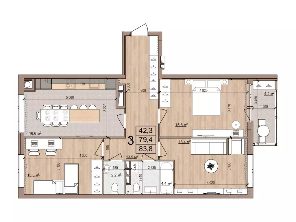 3-к кв. Рязанская область, Рязань Медицинская ул., 3 (83.8 м) - Фото 1
