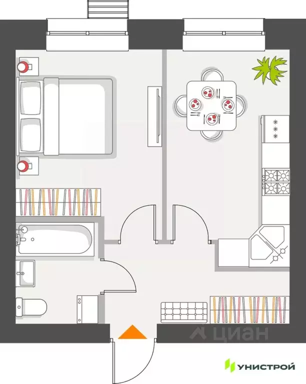 1-к кв. Татарстан, с. Высокая Гора Атмосфера жилой комплекс (34.63 м) - Фото 1