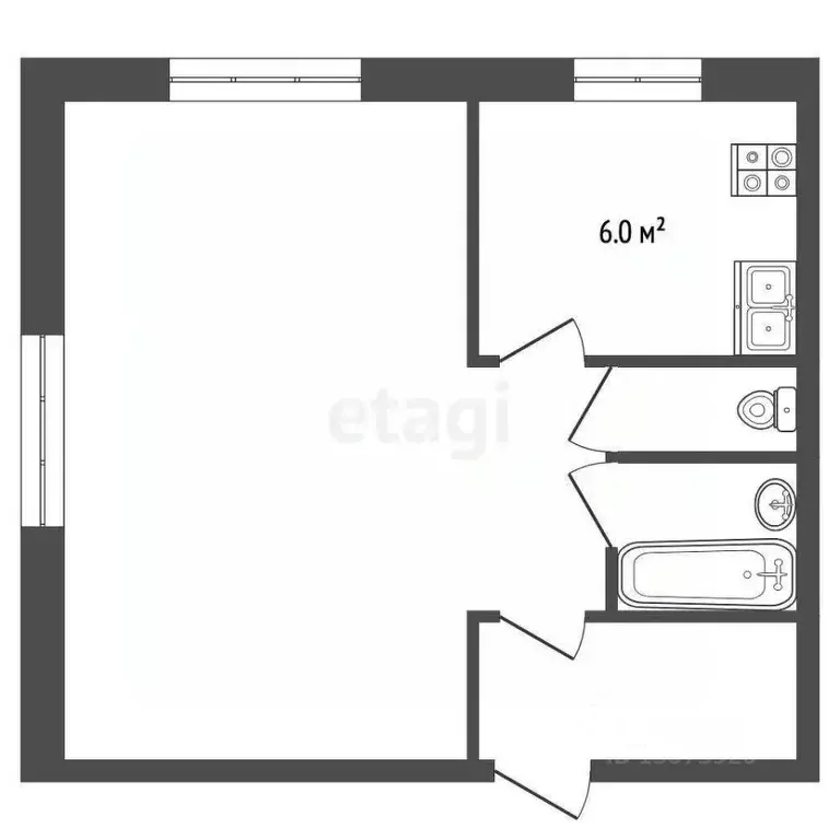 1-к кв. Ярославская область, Рыбинск Новая ул., 1 (31.4 м) - Фото 2