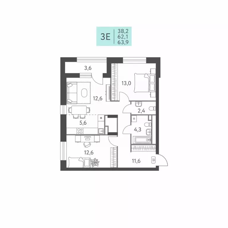 3-к кв. Пермский край, Пермь ул. Левченко, 8 (63.9 м) - Фото 1