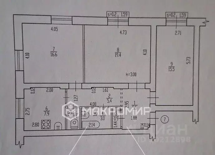3-к кв. Брянская область, Брянск ул. Дуки, 49 (75.6 м) - Фото 2