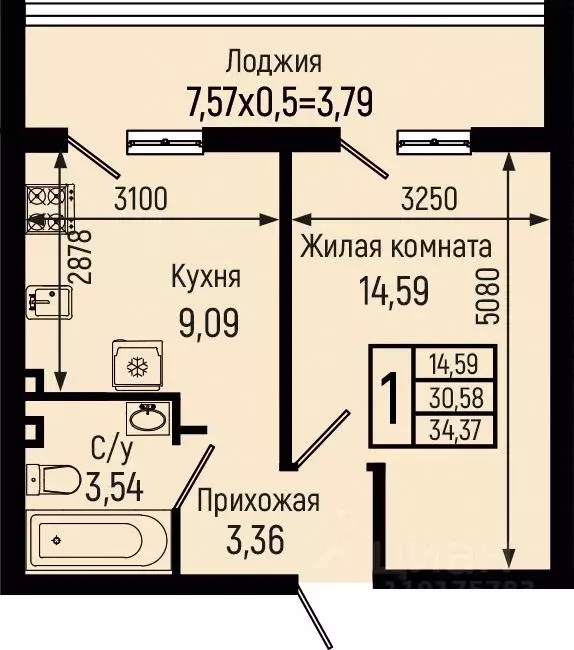 1-к кв. Краснодарский край, Туапсинский муниципальный округ, с. Небуг ... - Фото 0