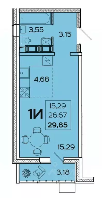 Студия Пензенская область, Пенза ул. Баталина, 31 (29.85 м) - Фото 0