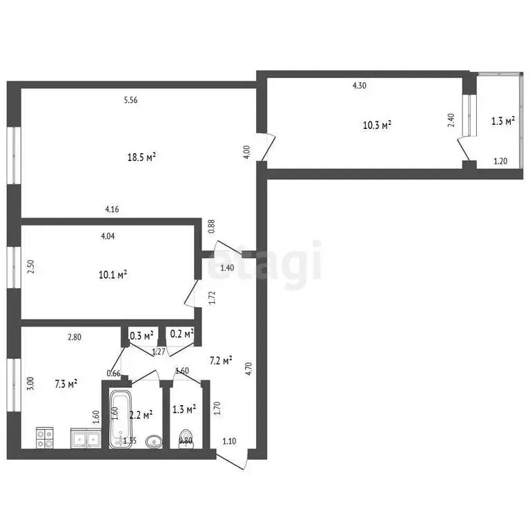 3-комнатная квартира: Стерлитамак, Коммунистическая улица, 24 (58.7 м) - Фото 0