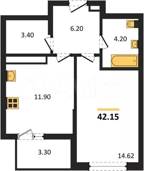 1-к. квартира, 40,5 м, 20/24 эт. - Фото 0