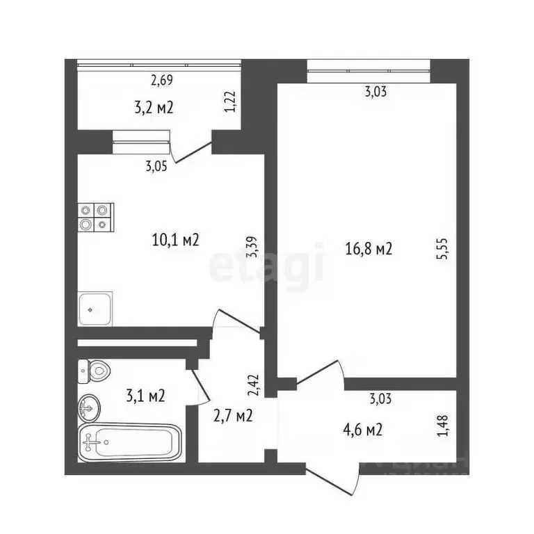 1-к кв. Ульяновская область, Ульяновск просп. Маршала Устинова, 25 ... - Фото 2