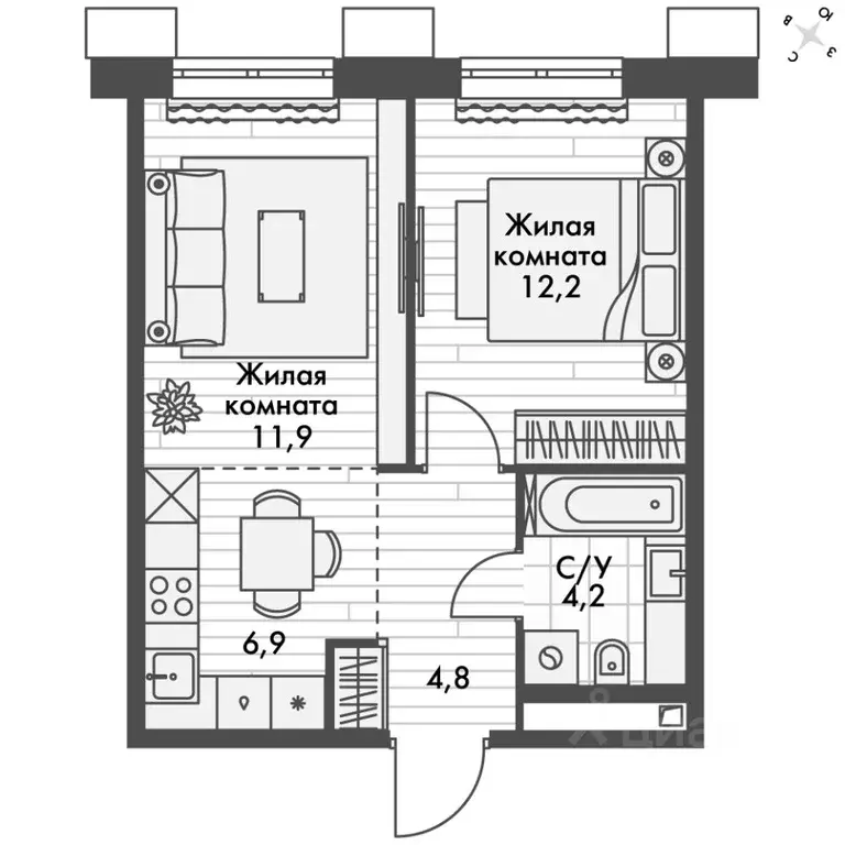 2-к кв. Приморский край, Владивосток Снеговая Падь мкр, ул. Адмирала ... - Фото 1