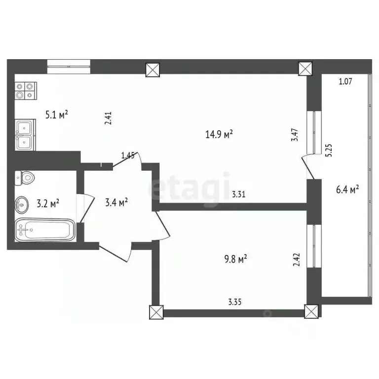 2-к кв. Хабаровский край, Николаевск-на-Амуре ул. Орлова, 7 (35.4 м) - Фото 1