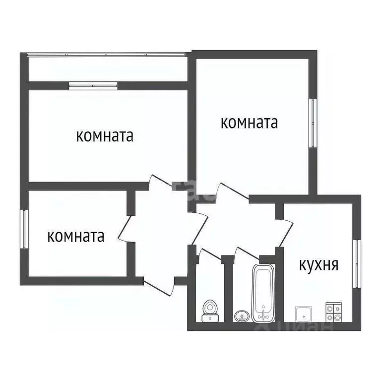 3-к кв. Тульская область, Тула пос. Северный, проезд Еловой, 6 (89.6 ... - Фото 2