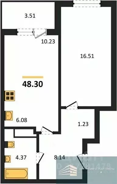 1-к кв. Воронежская область, Воронеж ул. Ломоносова, 116Б (48.3 м) - Фото 0