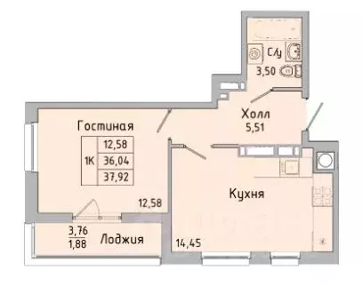 1-к кв. Ростовская область, Батайск ул. Ушинского, 27Ак3 (37.92 м) - Фото 0