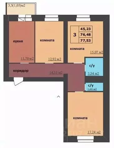 3-к кв. Ярославская область, Ярославль Ленинградский просп., 98/2 ... - Фото 1