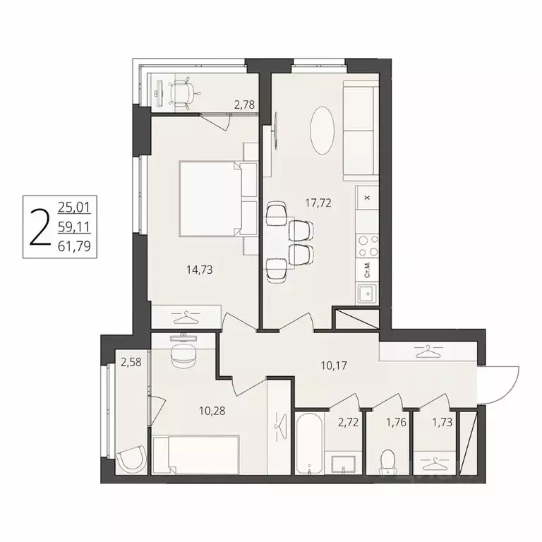 2-к кв. Волгоградская область, Волгоград ул. Степана Разина, 25/1 ... - Фото 1