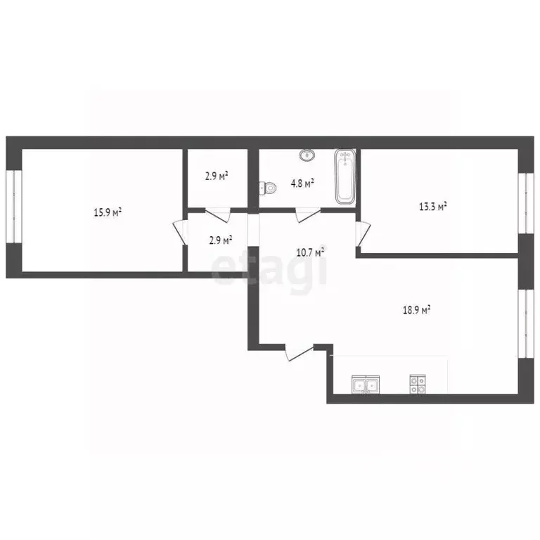 2-к кв. Тюменская область, Тюмень ул. Республики, 204к12 (69.4 м) - Фото 2