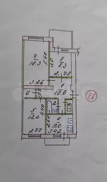 3-к. квартира, 67,3 м, 1/5 эт. - Фото 0