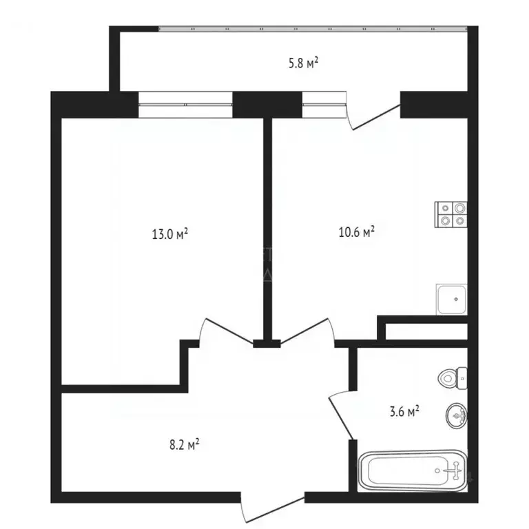 1-к кв. Тюменская область, Тюмень ул. Раушана Абдуллина, 2 (35.7 м) - Фото 2