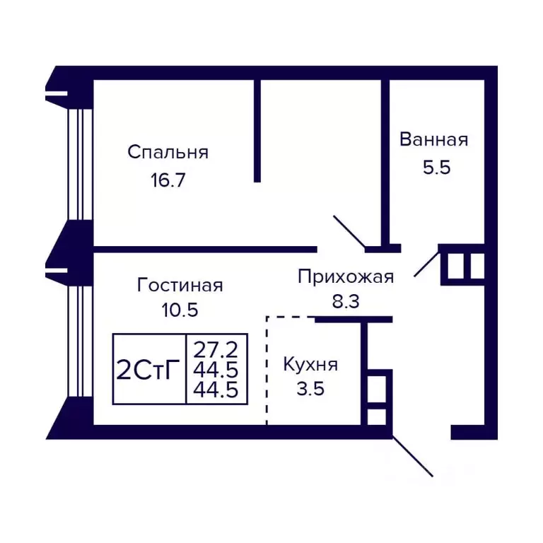 2-к кв. Новосибирская область, Новосибирск ул. Грибоедова (44.5 м) - Фото 0