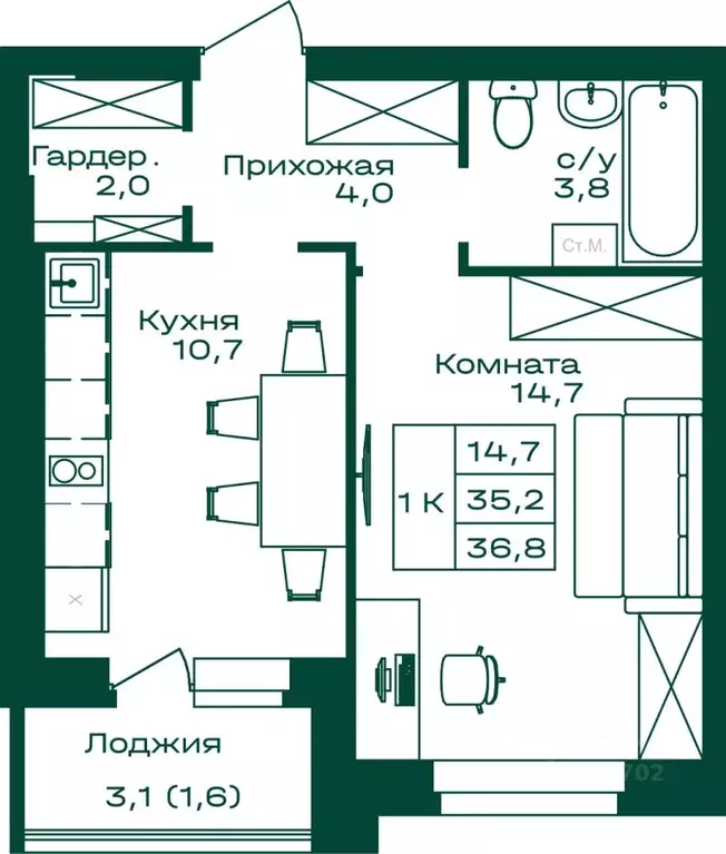 1-к кв. Алтай, Майминский район, с. Майма  (36.8 м) - Фото 0