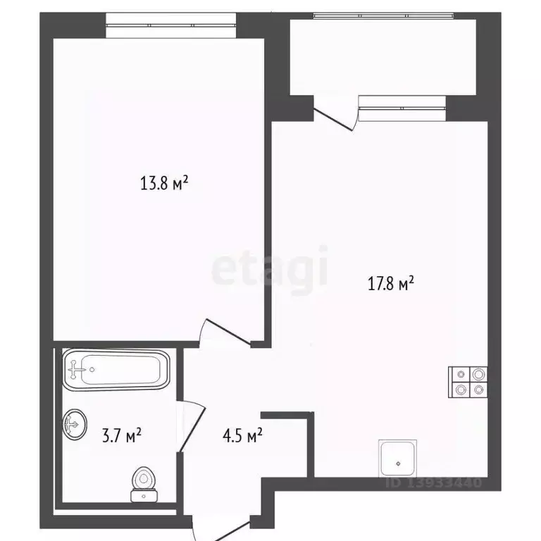 1-к кв. Тюменская область, Тюмень ул. Газовиков, 73к1 (39.8 м) - Фото 2