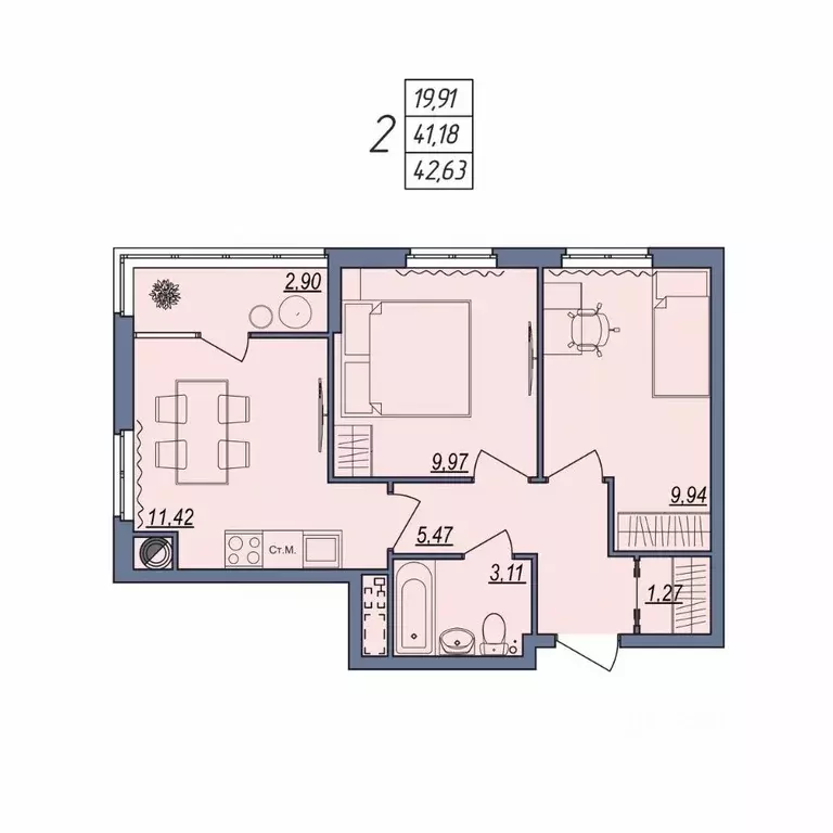 2-к кв. Волгоградская область, Волгоград ул. Тракторостроителей, 31/1 ... - Фото 1